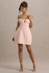Lavender | Pink Sweetheart Mini Dress With Bow Detail